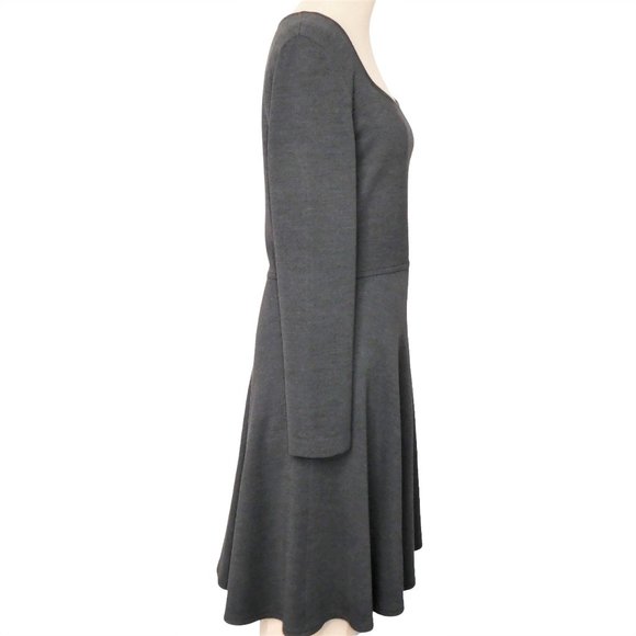 St. John Grey Knit Fit and Flare Long Sleeve Scoop Neck Dress Size 12 - Picture 3 of 8